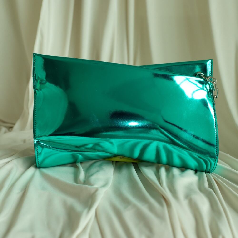 Christian Louboutin Loubitwist Iceberg Specchio Bag - Green Metallic, NWT - Picture 4 of 11
